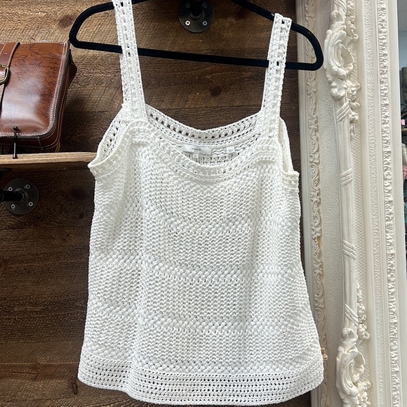 Vince Crochet Knit Cotton Camisole Tank Top Size XL - Picture 5 of 10